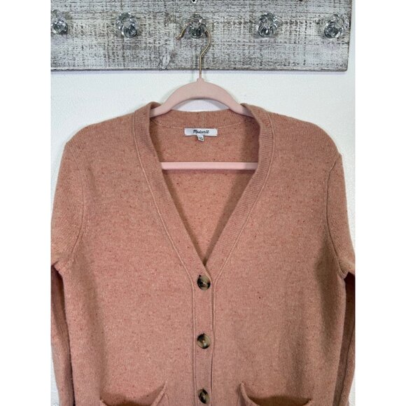 Madewell Merino Wool Donegal Maysfield Cardigan Sweater Peach Oversized M - Picture 8 of 15